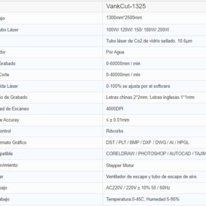 Máquina de Corte y Grabado Láser CO2 VankCut-1325