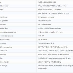 Máquina de grabado y corte láser de CO2 serie VankPro